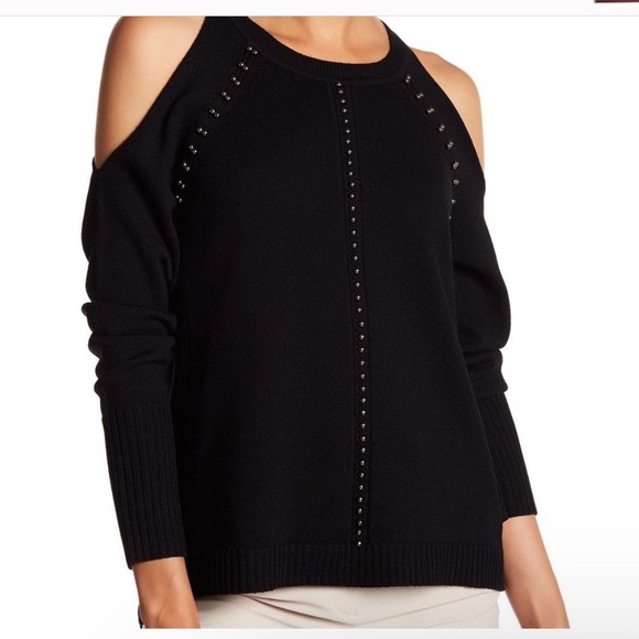 Merino wool Ramy Brook cold shoulder studded sweater - Picture 1 of 7